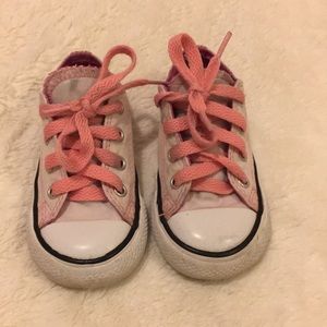Baby toddler pink tan canvas converse lo tops 6